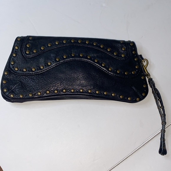 Kooba black leather studded clutch bag purse - Picture 2 of 5